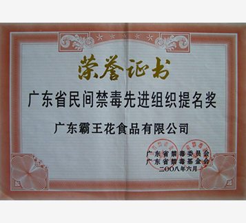 廣東省民間禁毒先進(jìn)組織提名獎